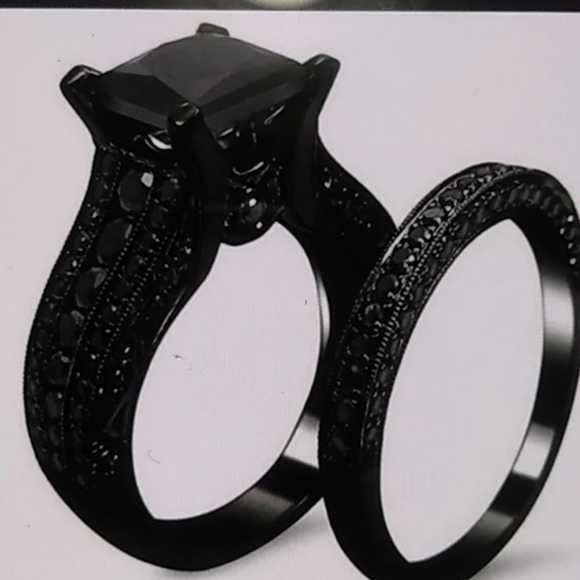 NEW 18K BLACK SAPHIRE STERLING SILVER RING - Picture 2 of 6